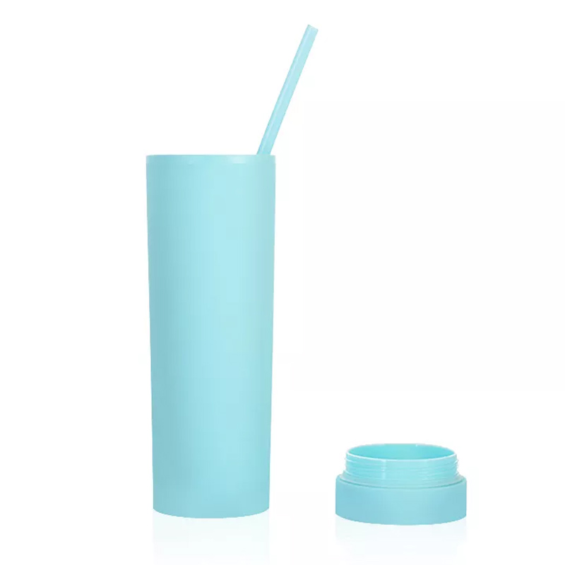 16oz opakovane použiteľný plastový pohár Okrúhle plastové fľaše na vodu s (1)
