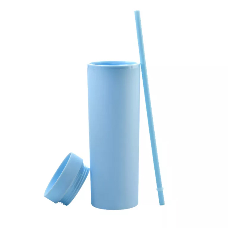 16 uncijų daugkartinio naudojimo plastikiniai puodeliai apvalūs plastikiniai vandens buteliai su (3)