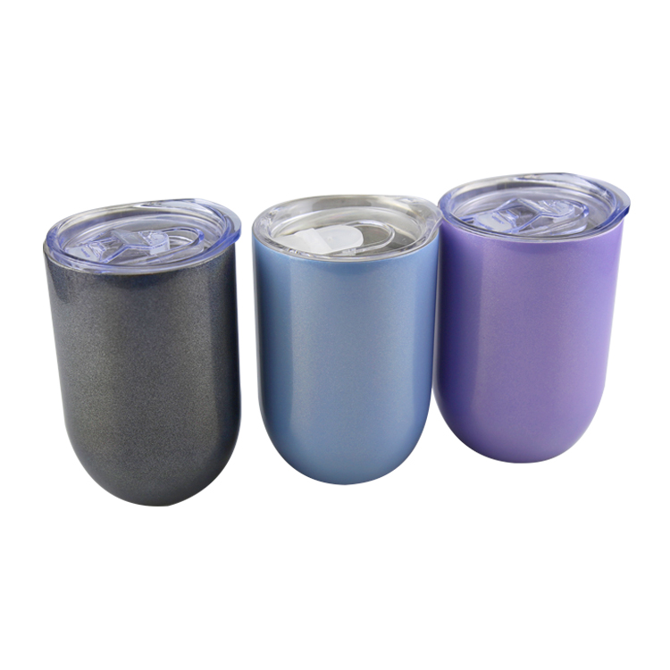 12oz Stainless Steel Double Wall White Glitter Blanks Sublimation Stemless (5)