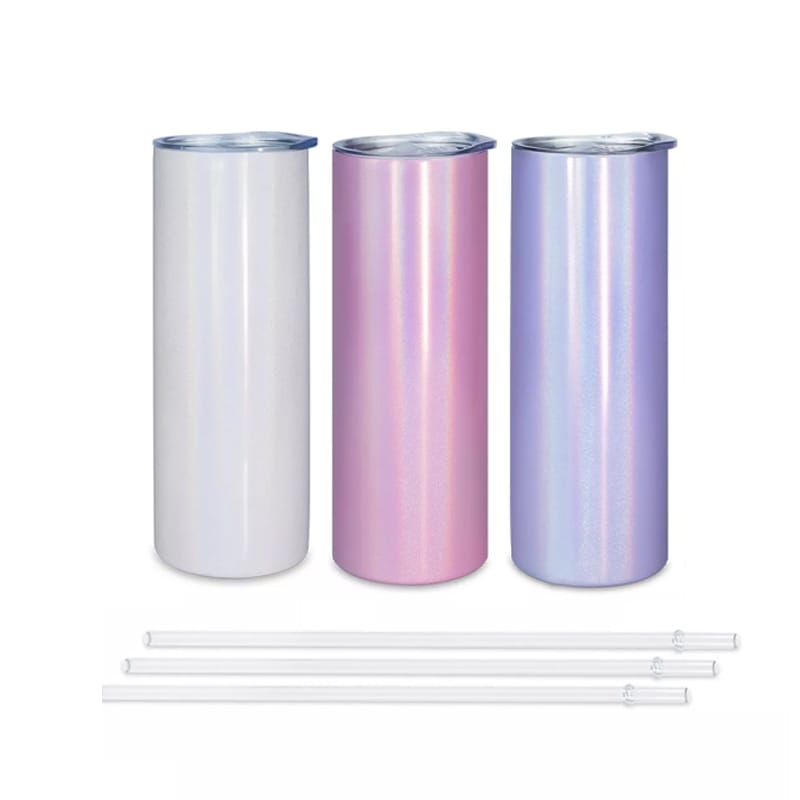 20 oz straight glitter sublimation double wall blanks tumbler with straw (5)